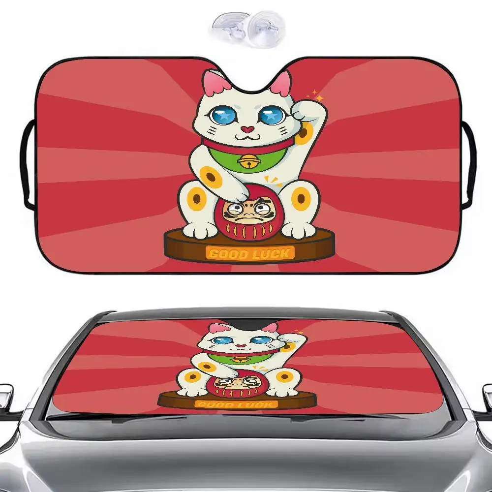 

Cute Cartoon The Maneki-neko Funny Car SunShade Parasol Car Windshield Sun Shade UV Protection