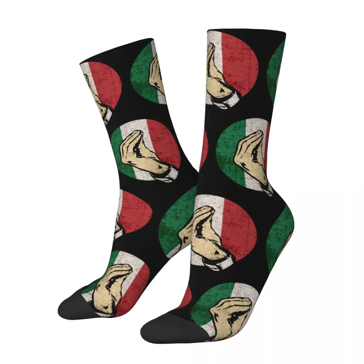 Italian Hand Gesture Sing Language Italy Flag Socks Super Soft Stockings All Season Long Socks for Unisex Christmas Gifts