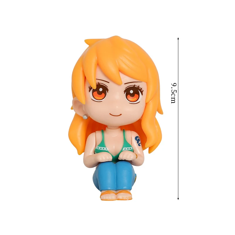 ONE PIECE Luffy Action Figure อะนิเมะรุ่น Q Zoro Sanji Nami PVC รูปปั้นคอลเลกชันชุดเครื่องประดับ Kawaii รถตกแต่งของเล่น