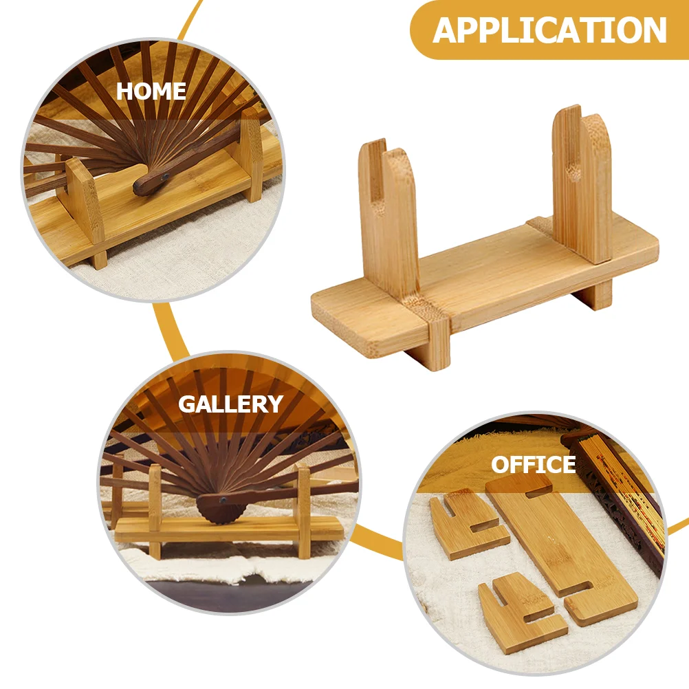 Rattle Japanese Style Fan Holder Display Shelves Fans Stand Wooden Portable Bracket