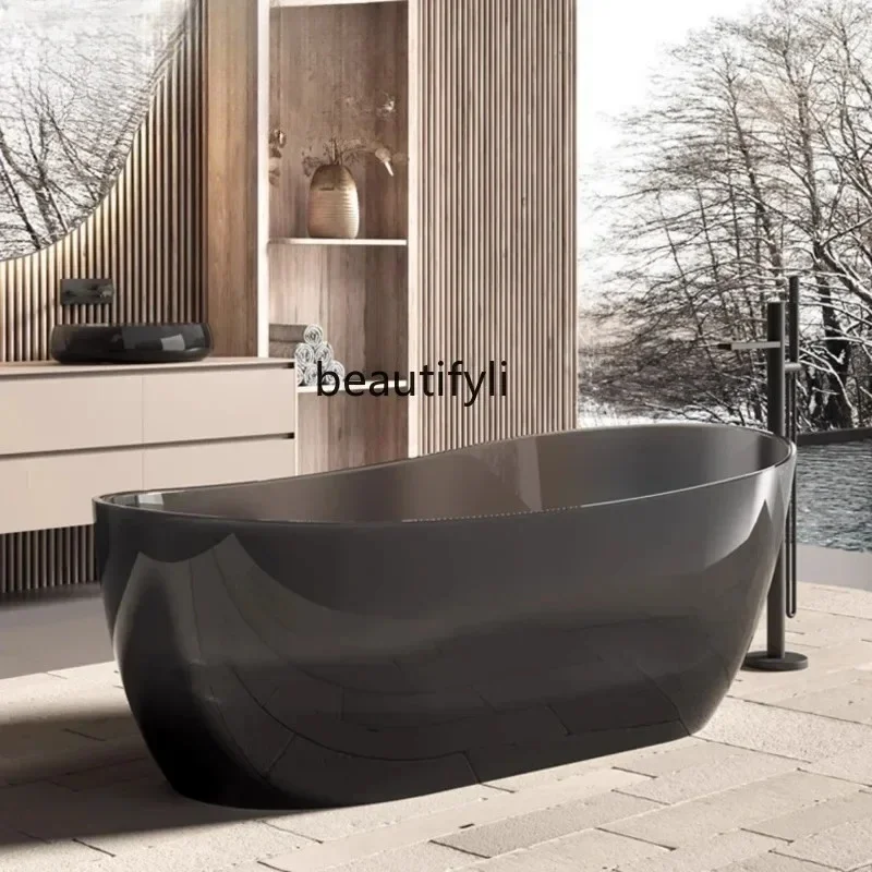 

yj21 Independent resin color bathtub household integrated transparent hotel double bathtub custom53