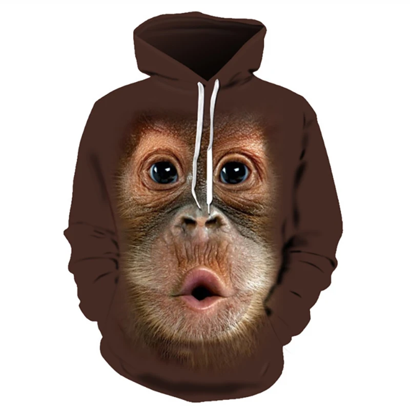 Gorilla Orangutan Hoodie Animal 3D Print Streetwear Men Women Hoodies Oversized Pullover Hooded Sweatshirts Kids Tops Clothing