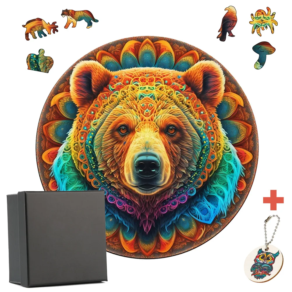 

Brown Bear 3D Wooden Puzzle Adult Kids Jigsaw Puzzles Animal Puzzles Boutique Gift Box Packaging Children Birthday Gifts Toys