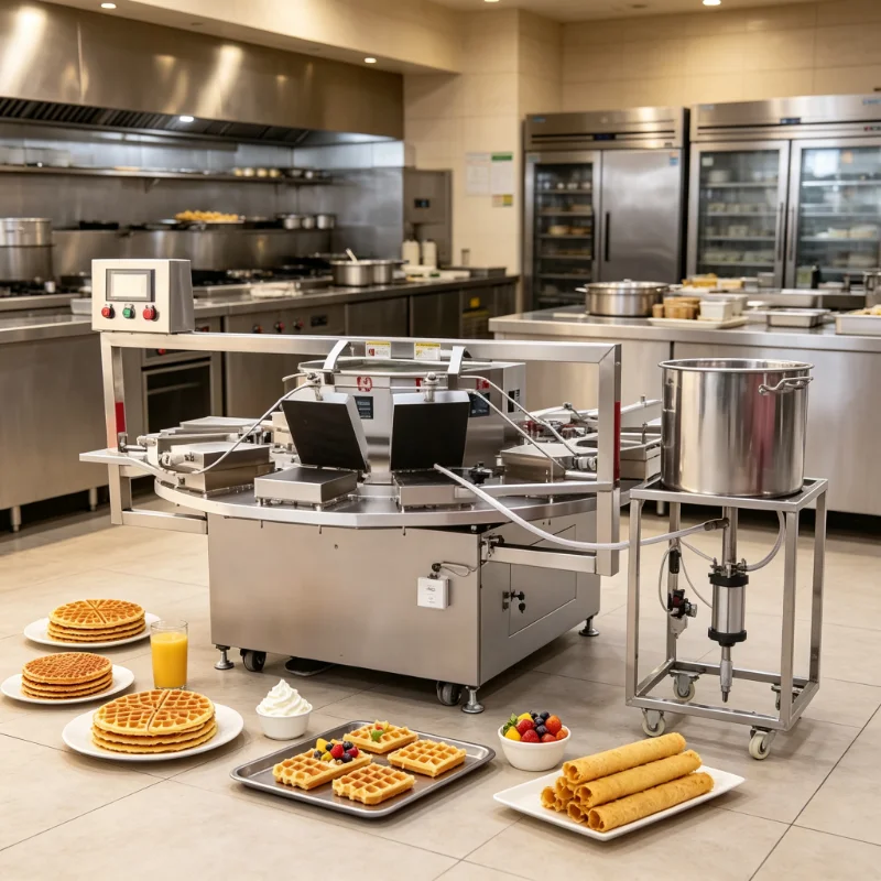 Commercial High Productivity Waffle Sugar Cone Rolling Machine Customized For Ice Cream Cone Making With Powder And Flour