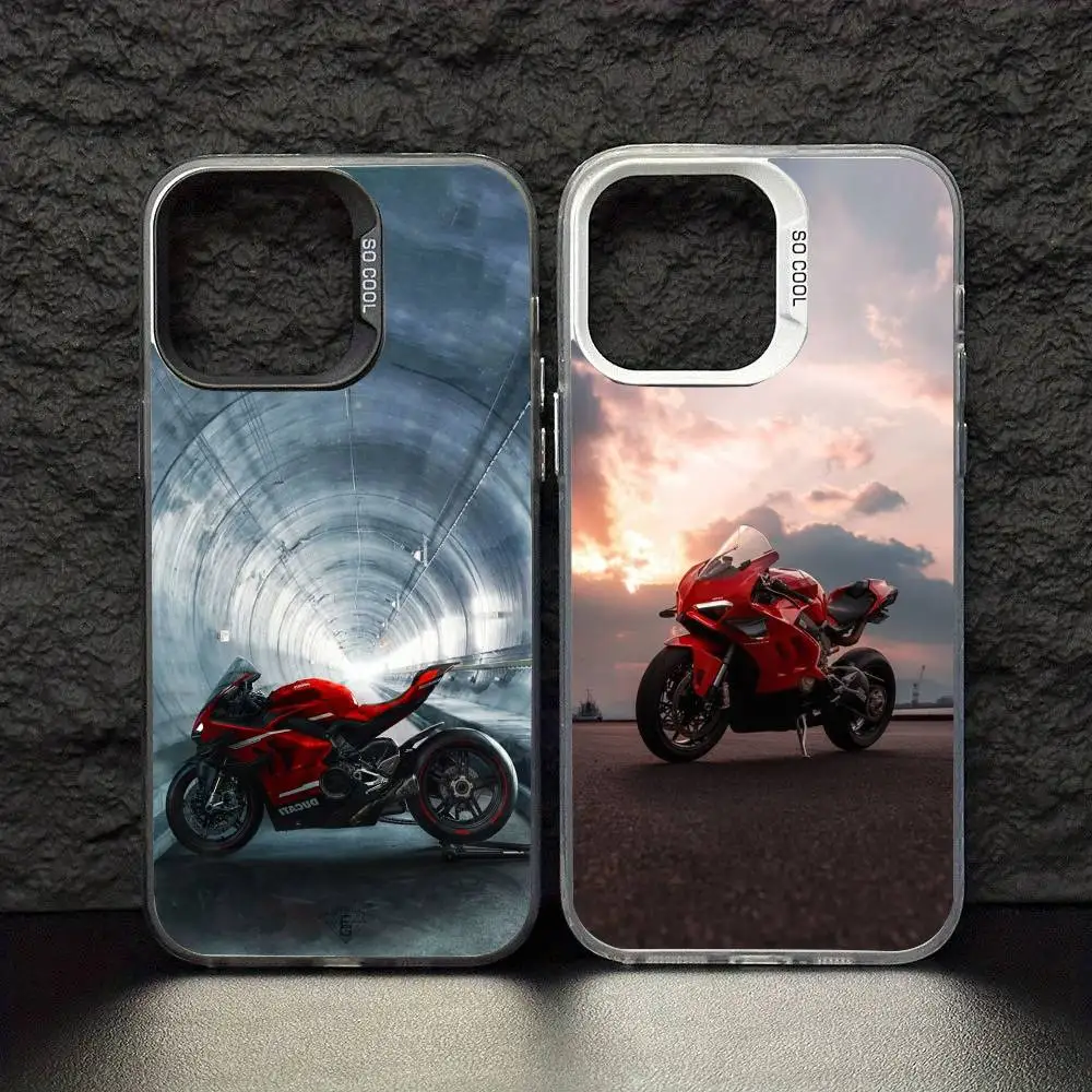 

Cool D-Ducaties-Is Phone Case For iPhone17,16,15,14,13,12,11 Pro Max Blcak Colorful Silver Plated Inside Cover