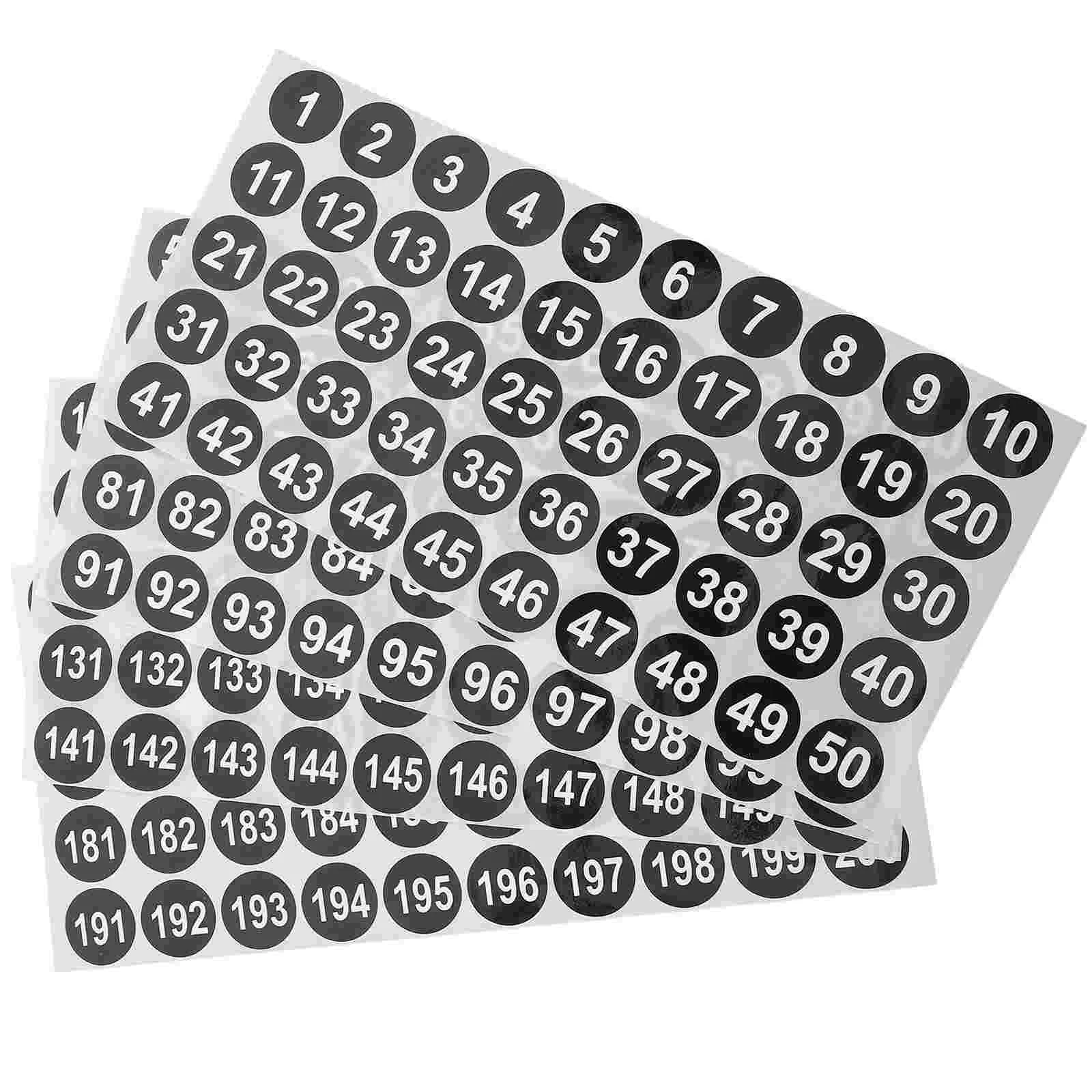 4 Sheets Digital Stickers Labels Auction Paddles with Numbers Black Vinyl Racing