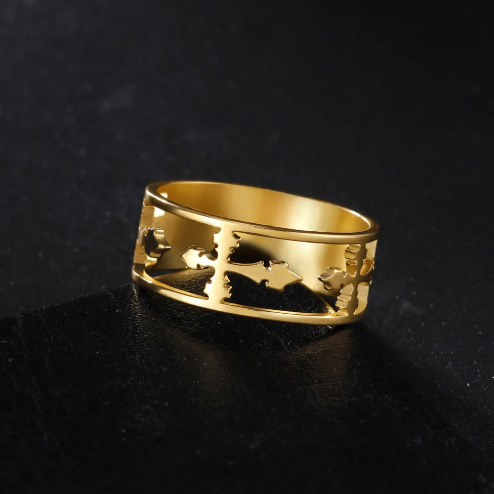 COOLTIME Fashion Cross Ring for Women Stainless Steel Hip Hop Religious Christian Engagement Couple Rings Jewelry Gift