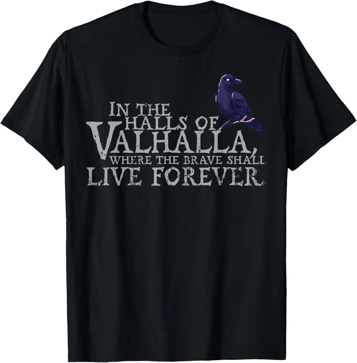 Til Valhalla Until Valhalla Nordic Warrior Odins Raven T-Shirt 100% Cotton O-Neck Short Sleeve Summer Casual Mens T-shirt
