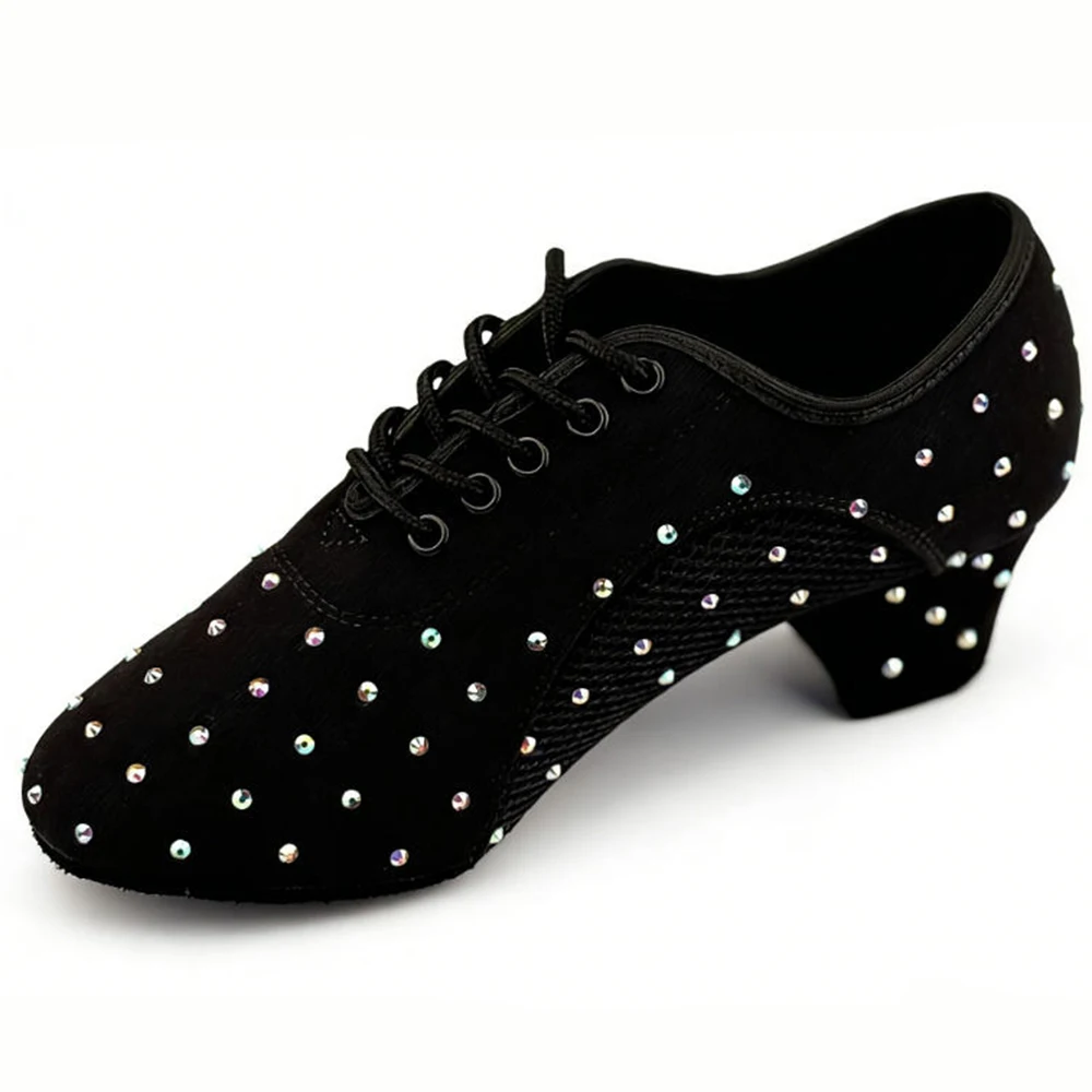 Women Dance Teaching Shoes Latin Practice Shoe Ballroom Dancing Shoes Rhinestone Training Modern Tango Female Dance Sneakers
