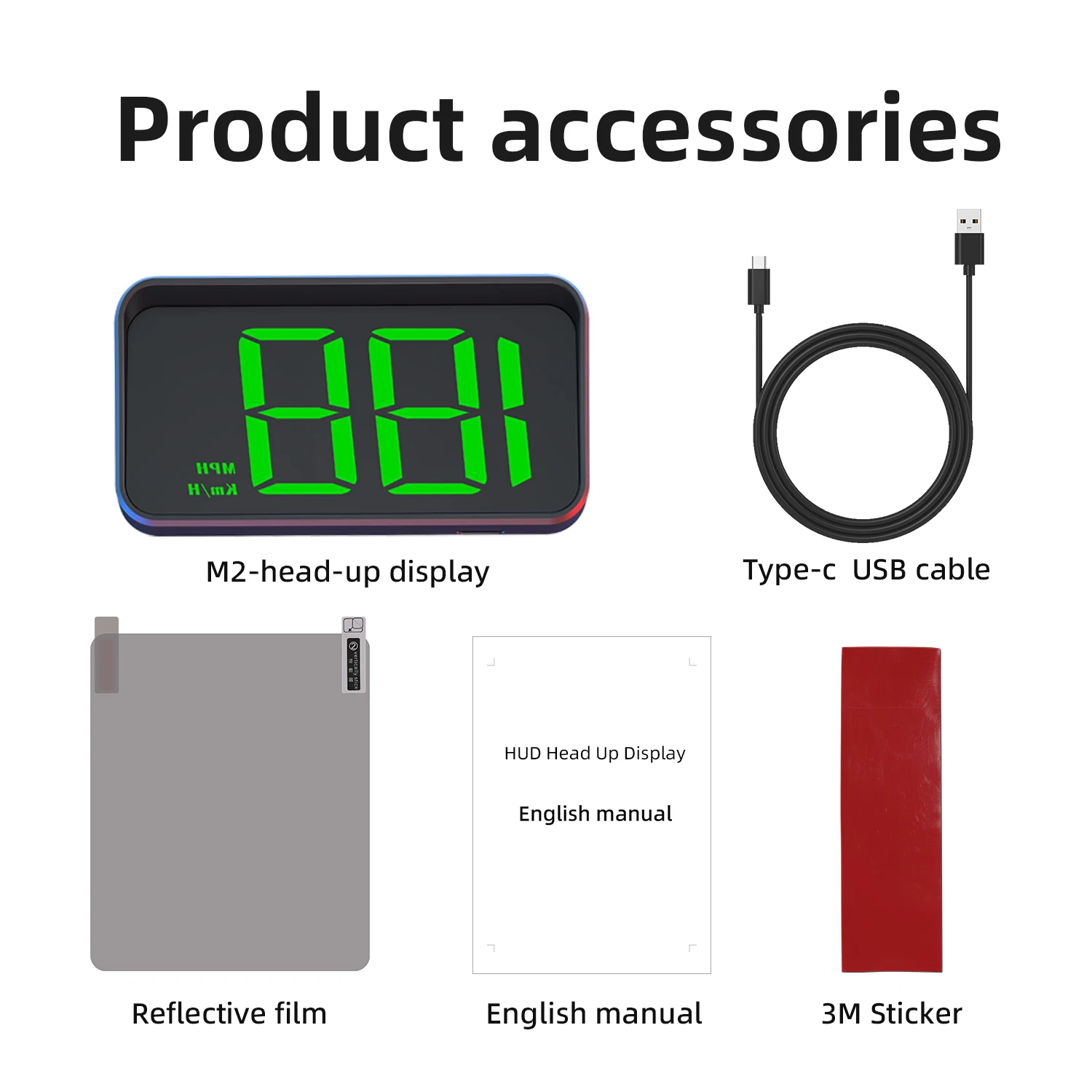 HD Auto Head-up Display M2 GPS Snelheidsmeter KM/H Digitale HUD Voorruitprojector Universele auto-elektronica-accessoire