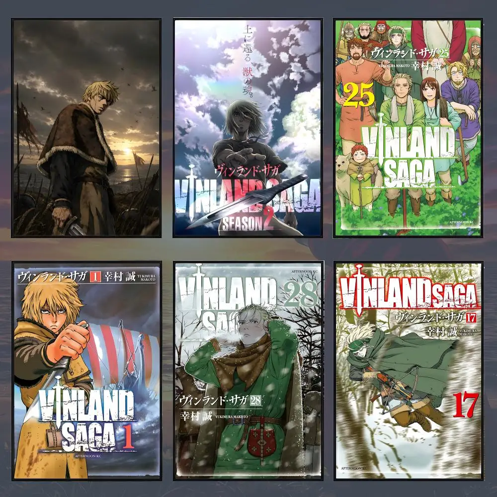 Anime V-Vinland S-Saga Thorfinn Poster PP Self Adhesive Decorative Poster Waterproof Waterproof for Apartment Bedroom