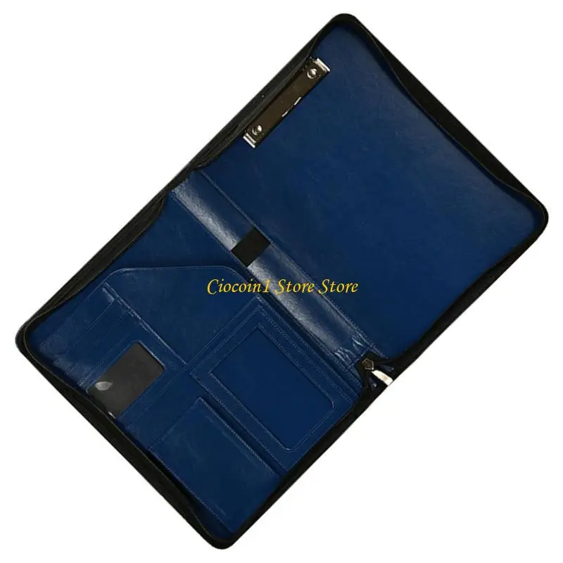 A3PC Business File Case with Cliffork Hultsiptments Compartments Sheippered Leather Folder