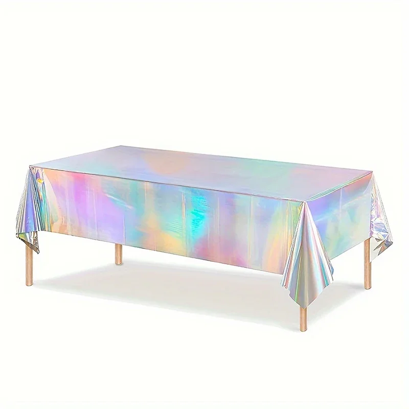 Disposable Tablecloth Metal Aluminum Film Party Decorative Tablecloth Waterproof Tablecloth Wedding Birthday Holiday Gifts