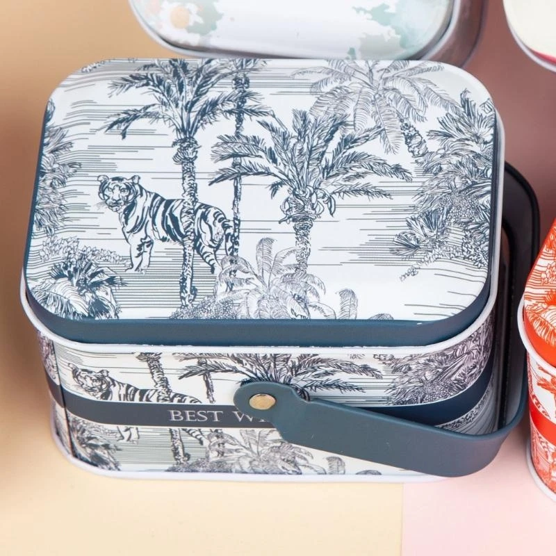 

Vintage Small Suitcase Storage Tin Metal Candy Box Gift Box Biscuits Gift Box