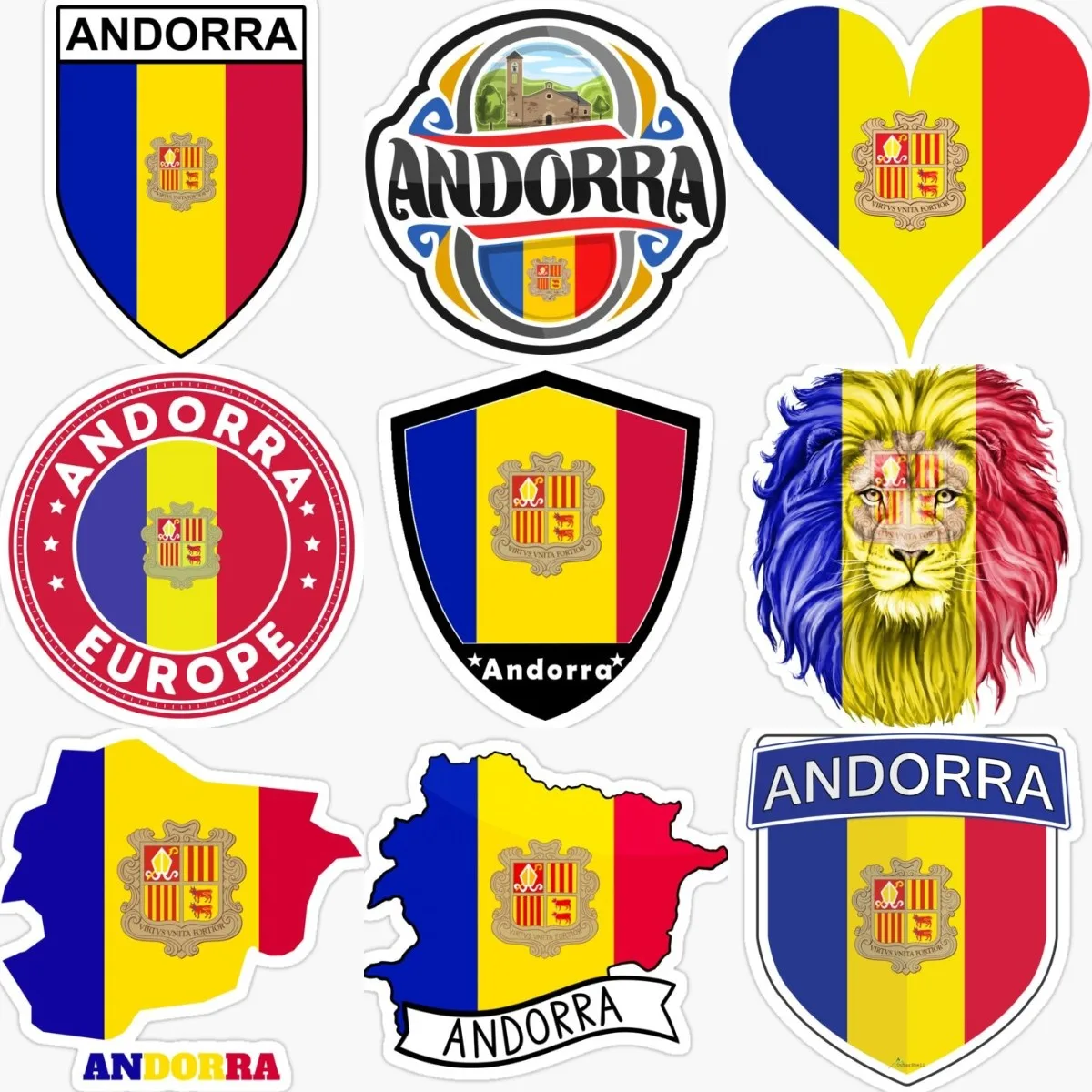 Andorra AD bandera mapa emblema pegatina creativa portátil motocicleta coche parachoques Camper camión casco ventana accesorios de vidrio calcomanía de PVC