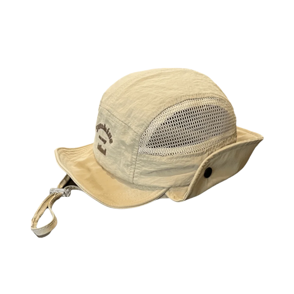 

Fashionable Quick-Dry Kids Bucket Hat Lightweight Soft Brim Sun Hat Solid Color Mesh Breathable Neck Protection Sun Hat Summer