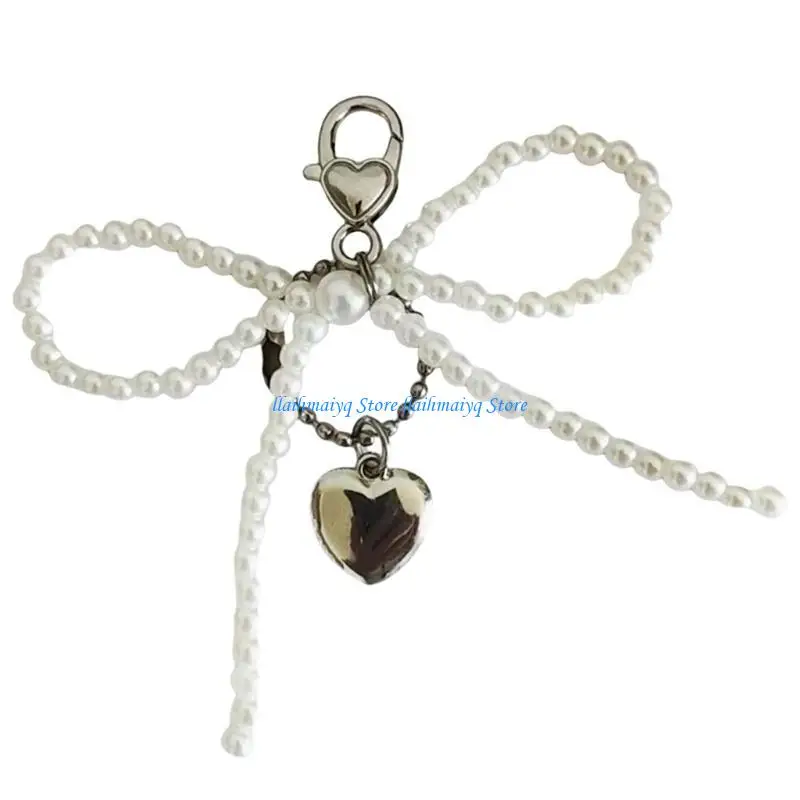 573B Lovely Beaded Bowknot Pendant Beaded Charm Pendant Handbag Charm Beads Wallet Accessory Pendant for Various Occasion