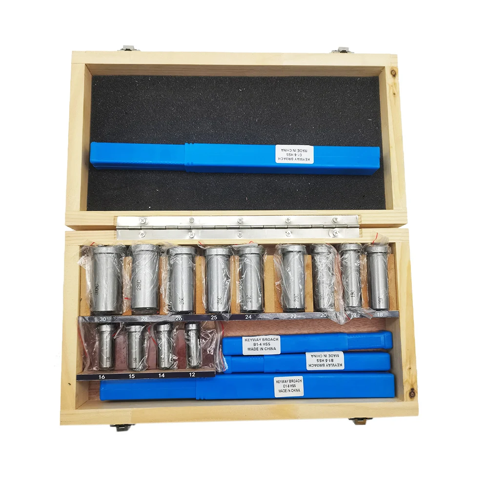22pcs Hss Groove Keyway Broaches Set Bushing Shim Set Metric System 12-30 HSS Keyway Tool Knife for CNC Machine