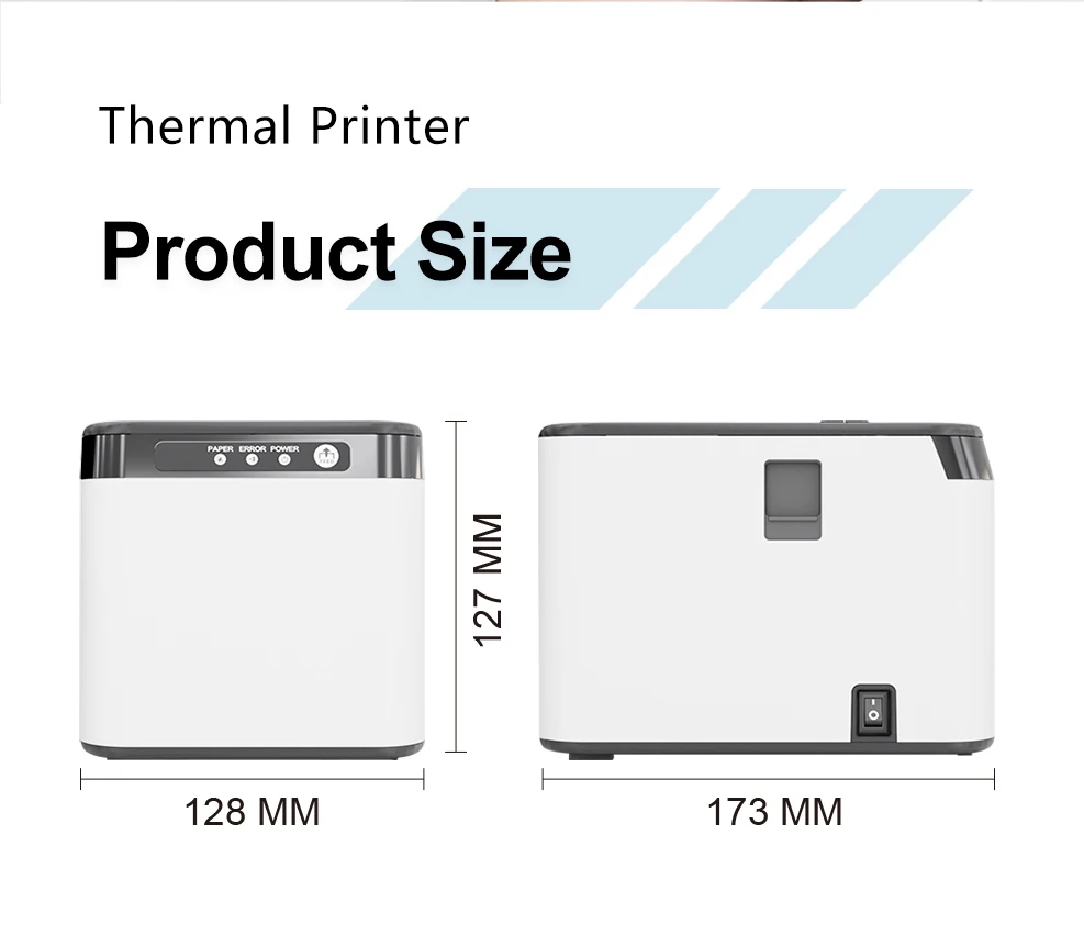 80mm Auto-cut Thermal Printer Black & White Color  Printing Machine with 83mm Paper Cabin USB or USB+Bluetooth Connection Max. 2