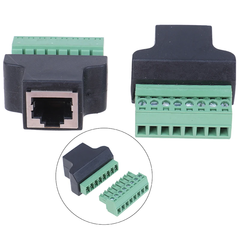 New·RJ45 To Screw Terminal Adaptor Rj45 Female To 8 Connector For CCTV DVR·