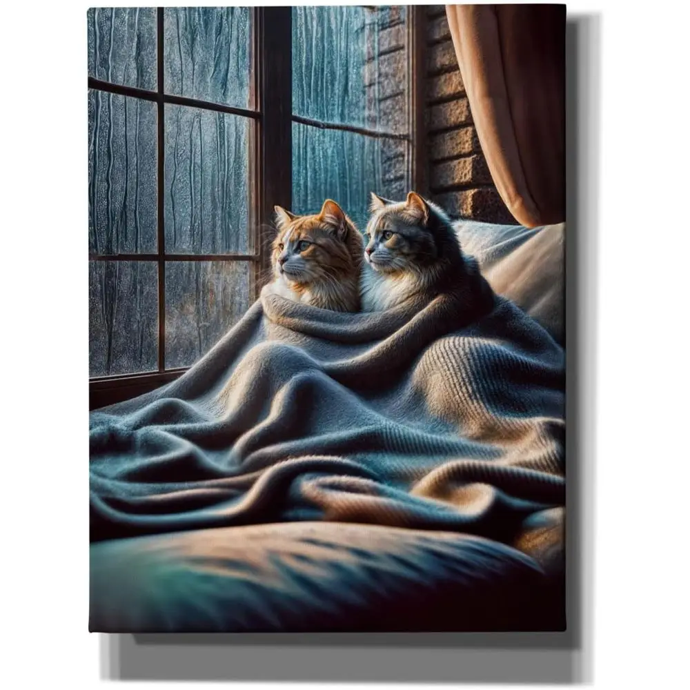 

Картина на холсте «Два кота, разделенные одеялом», 26 x 34