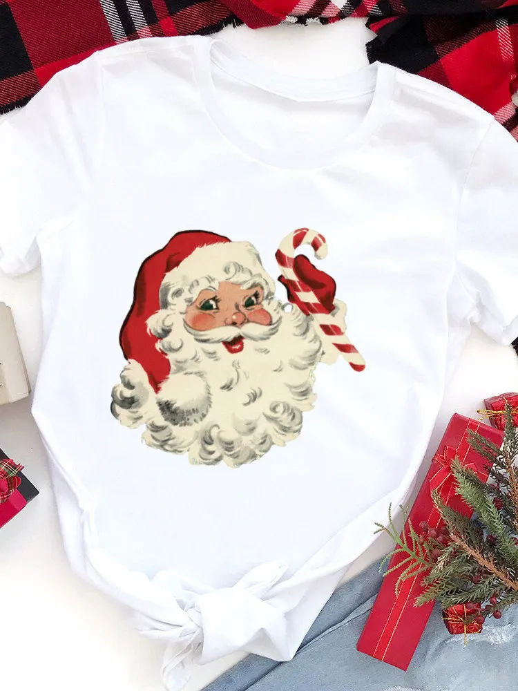 Joyeux Noël!! Nouvel an!! T-shirt graphique de noël à manches courtes et col rond pour femmes, vêtements esthétiques