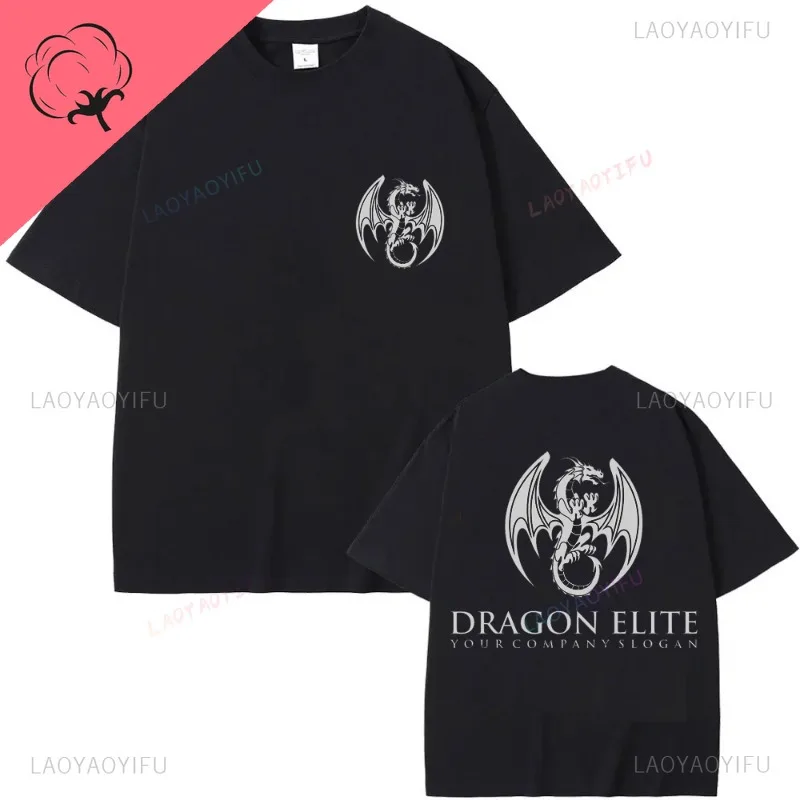 Dragon and Sword Symbol Impresso T-shirt, Camisa de Algodão Unisex, Manga Curta, Solta, Casual, O-Neck, Moda, Venda Quente