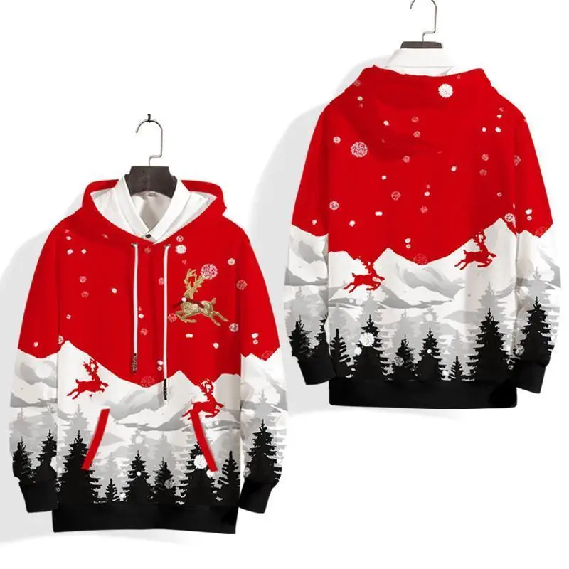 

Autumn Winter Men's Hoodie 3D Moose Printed Y2k Harajuku Sweatshirt Casual Fashion Oversized Long Sleeve Sport Tops Men Clothing