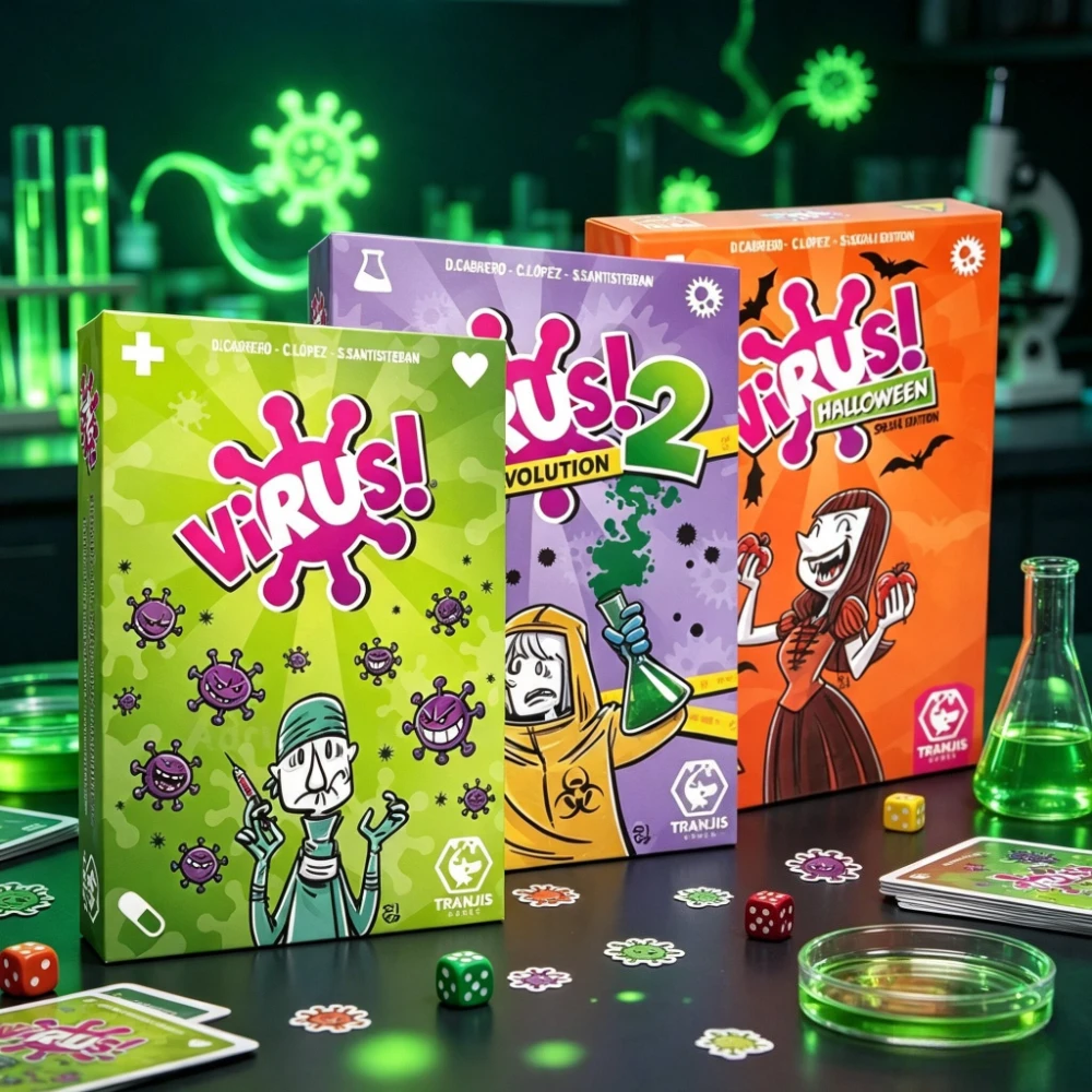 Interesante juego de cartas Virus Card Game y Virus Evolution 2, el divertido juego de mesa para fiestas, ideal para bodas y cumpleaños.