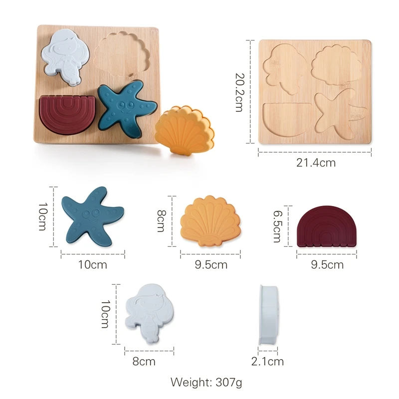 Puzzle en bois et silicone Montessori, jouet en forme d'étoile, jouet assressenti, jeu de construction, jouets pour bébé