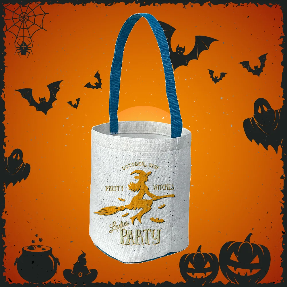 Blank Sublimation Halloween Gift Bag Linen Basket For Sublimation INK Print DIY Gifts Heat Press Transfer