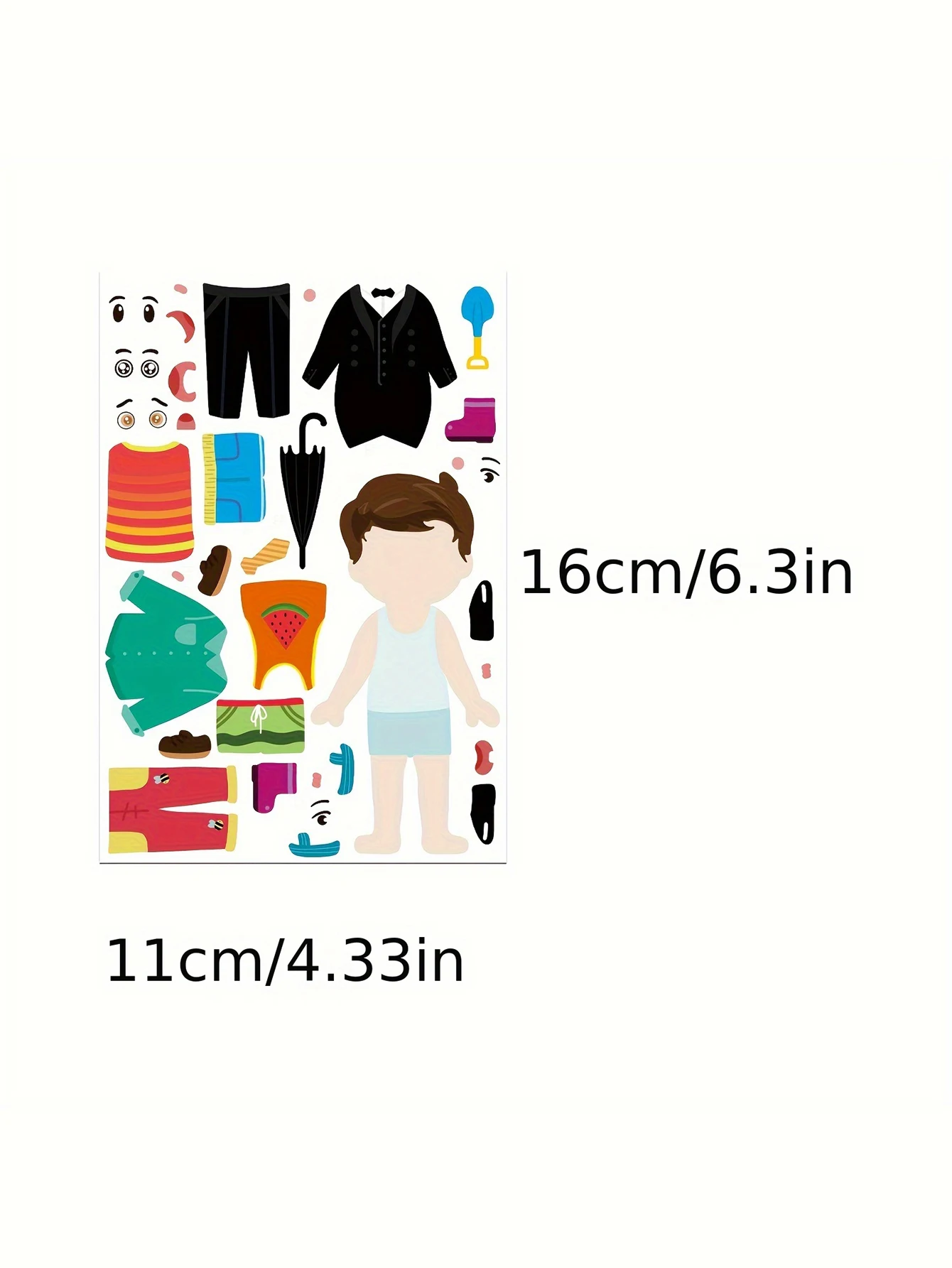8PCS Cartoon Cute Children Dress Up Collage Scrapbook Collage Material Skateboard/Guitar/Stationery/Diary Waterproof Decorative