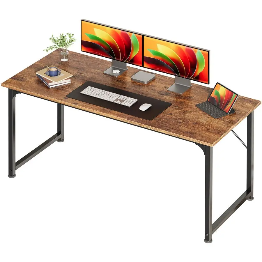 

Computer Desk, 55 Inch Home Office Desk, Gaming Writing Work from Home Study Desk, Large Legroom, Sturdy Metal Frame, Modern Si