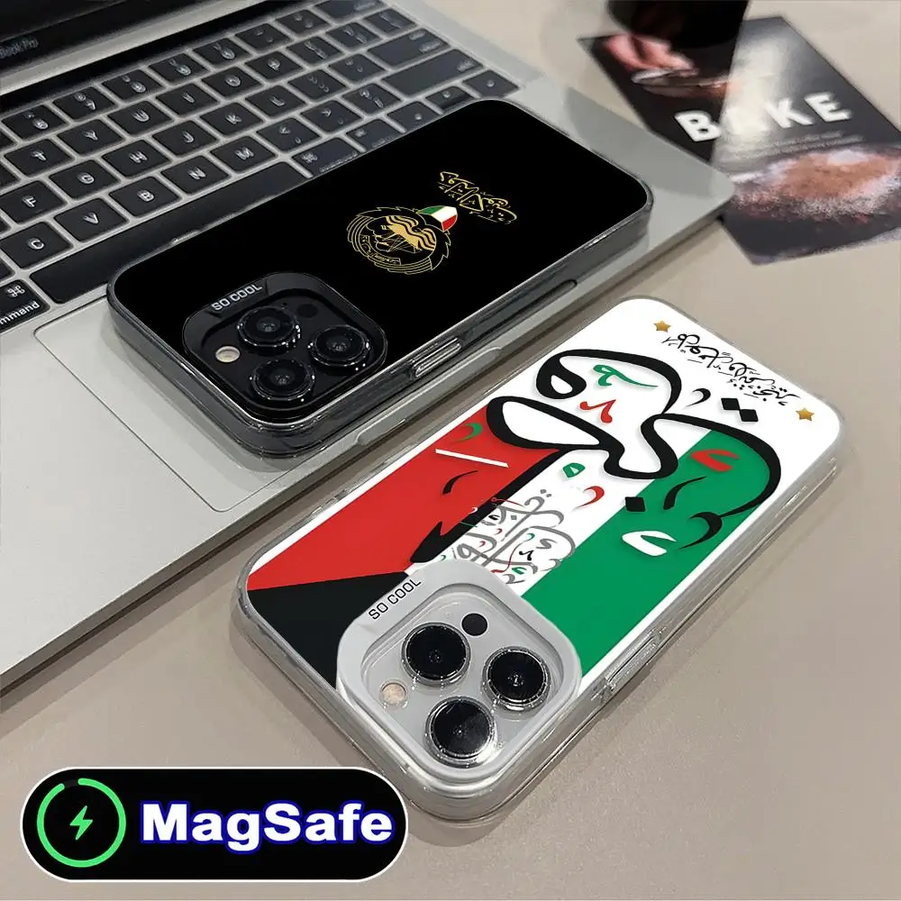 Funda para teléfono móvil con bandera de Kuwait para iPhone 16 15 14 13 12 11 Pro Max Plus MagSafe, funda de Color translúcido para teléfonos móviles