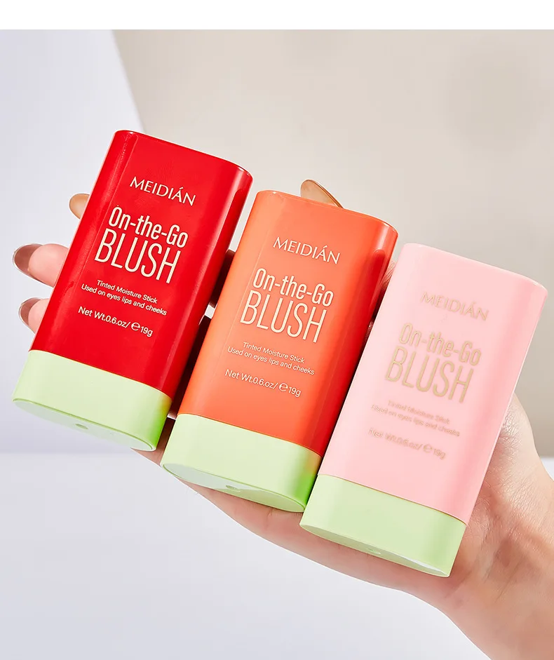 3 In 1 페이스 블러쉬 스틱 다기능 방수 블러쉬 크림 베리 톤 오랫동안 지속되는 모이스춰 라이징 브라이트닝 스킨 톤 메이크업