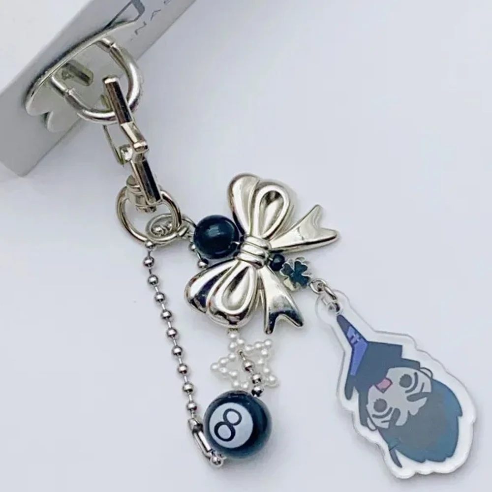 8 10 Anime DanceIVAN & TILL Keychain Heart Bow Phone Charm Beaded Keychain Versatile Backpack Decoration Accessories Gift
