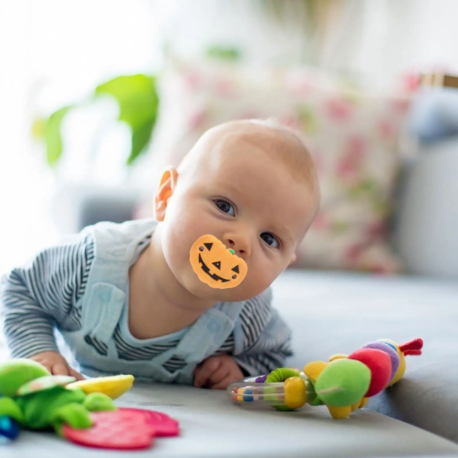 

3Pcs Pumpkin Pacifier Food Grade Silicone Halloween Design Calming Newborn Infant Teether Baby Care Tool