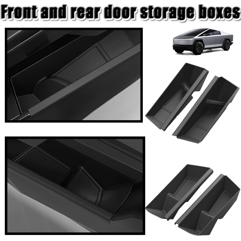 Caja de almacenamiento de puerta delantera y trasera de TPE para coche, caja de almacenamiento con ranura para puerta para Tesla Cybertruck 2024, accesorios de caja de almacenamiento lateral de puerta automática