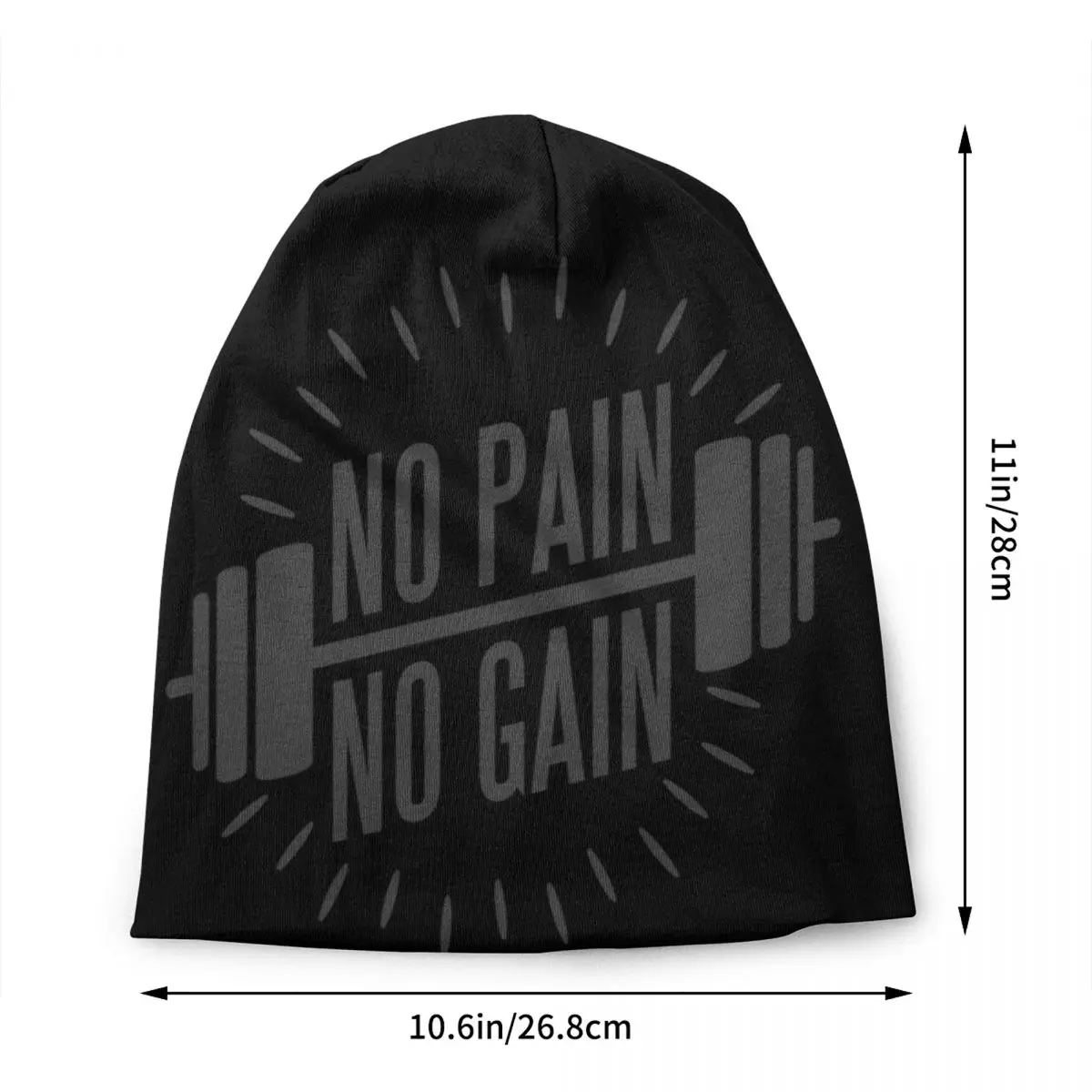 No Pain No Gain Fitness Skullies Beanies Caps For Men Women Unisex Cool Winter Warm Knitting Hat Adult Gym Workout Bonnet Hats