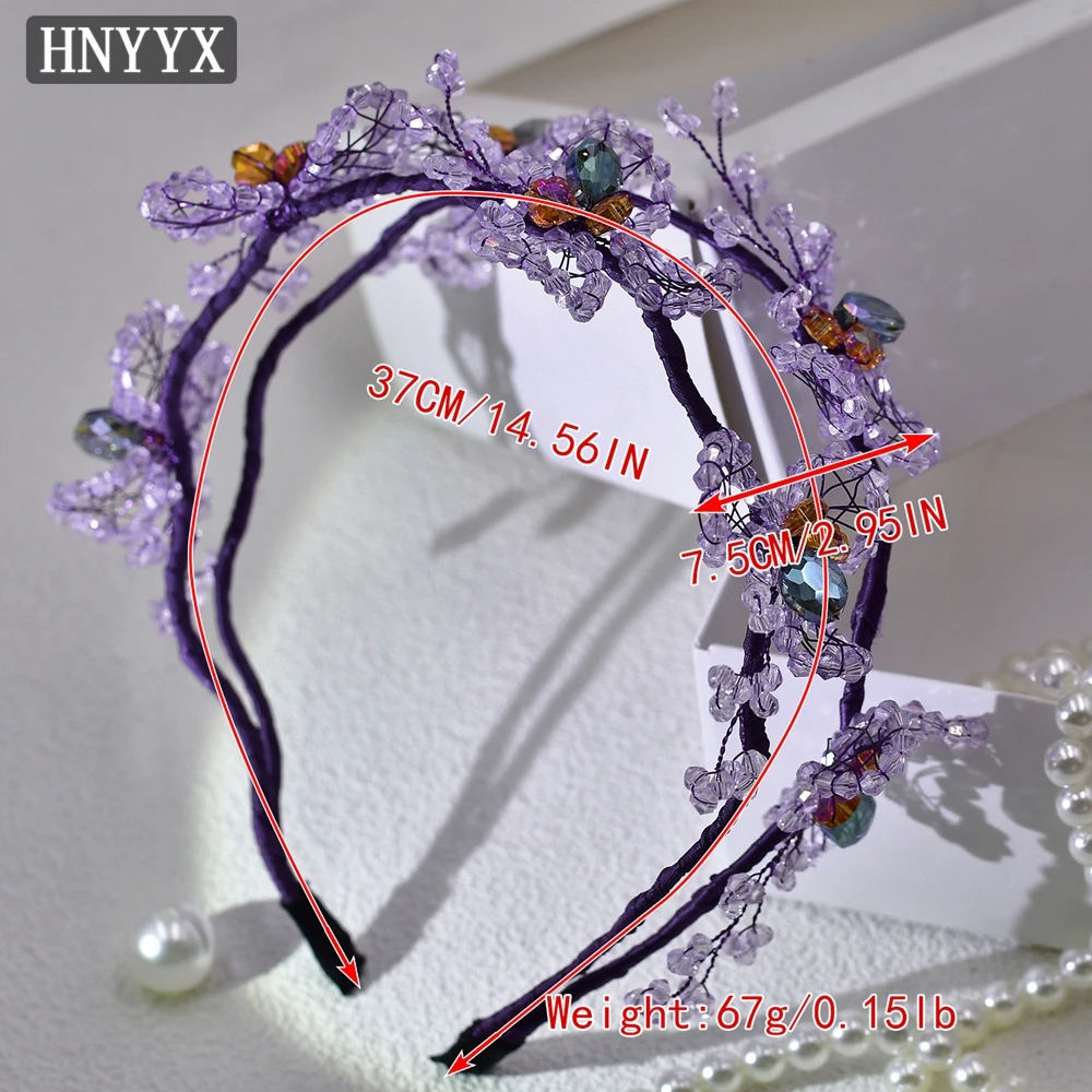 HNYYX Purple Rhinestone Wave Wide Womens Headband Bride Wedding Party Luxury Headwear Fashion Baroque Hair Accessories A170