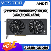 YESTON RX9060XT-16G D6 God of the Earth Graphic Card 9060XT 128bit 16G GDDR6 2620MHz 4NM Video Card Gaming Desktop AMD GPU
