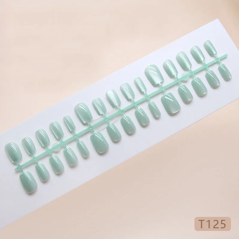 

30pcs Medium Coffin Press-On Nails - 3D Cat Eye Effect in Multi-Colors Contemporary Euro Chic (Multi-Size Fit)