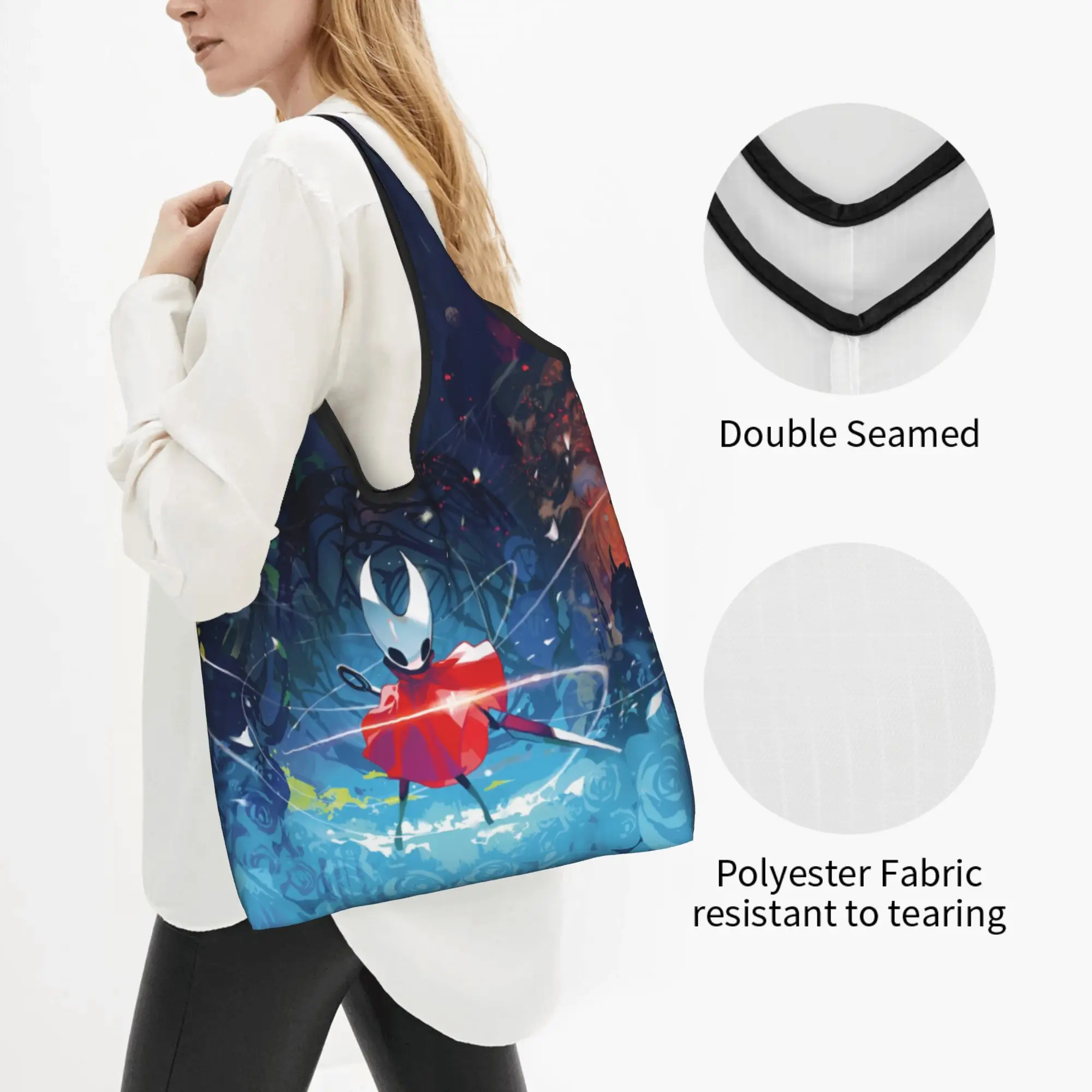 Custom S-Silksonges Cartoon Game Shopping Bag Women Portable Big Capacity Grocery Hot Comic Shopper Tote Bags