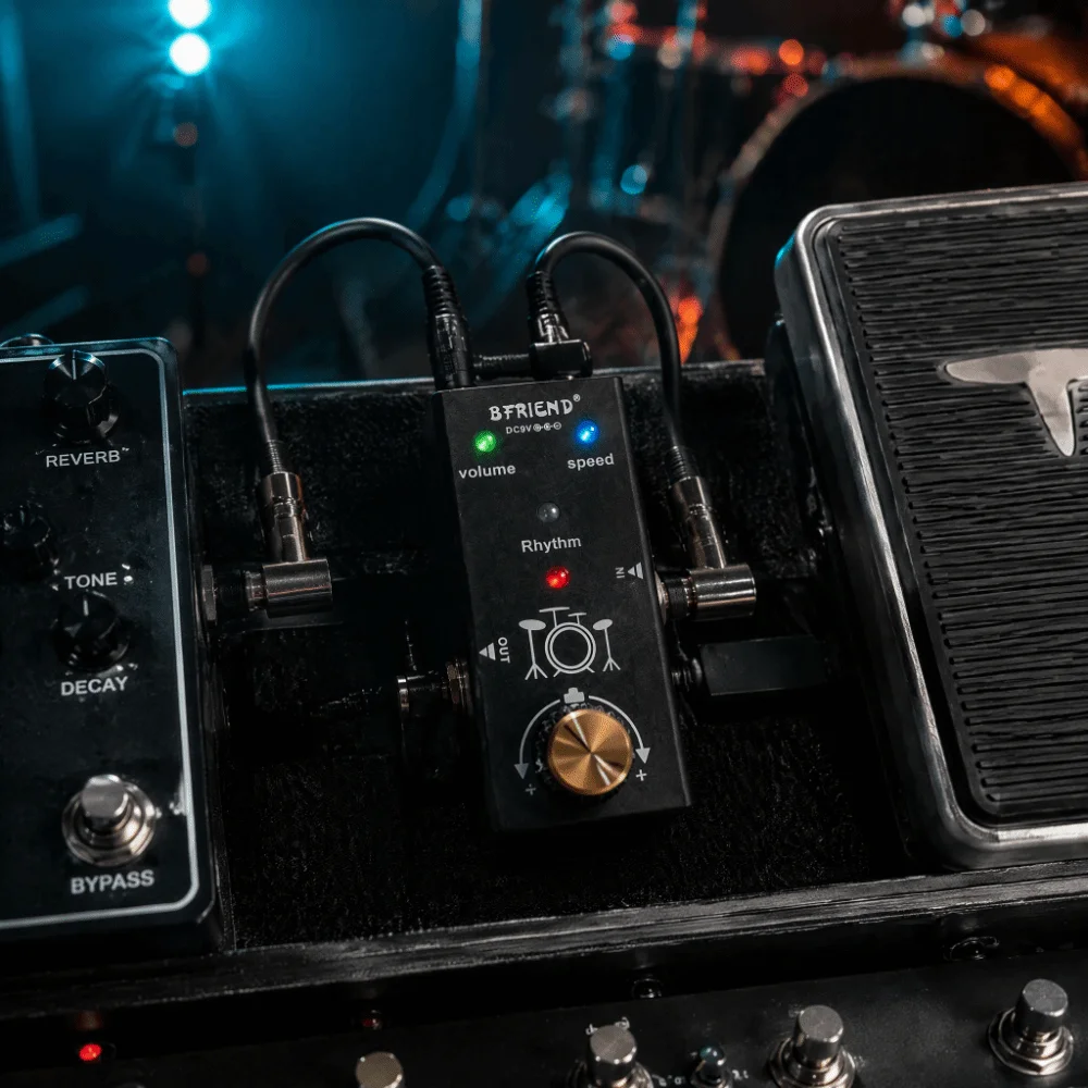 Aluminum Alloy Guitar Effect Pedal 55 Rhythm Patterns True Bypass Drum Machine Pedal Volume Control Knobs Speed Control Knobs