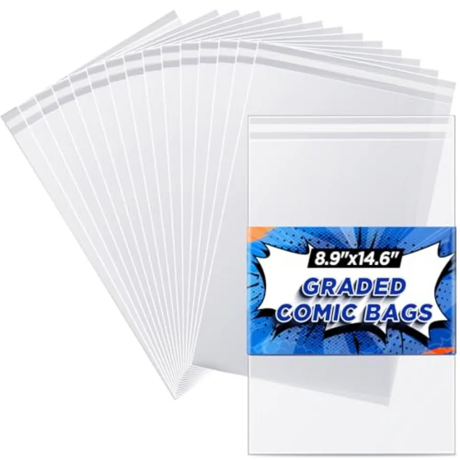 

Graded Comic Book Bags - Comic Book Sleeves for CGC and CBCS Slabs Acid-Free Archival Quality Resealable Comic Book Protector P