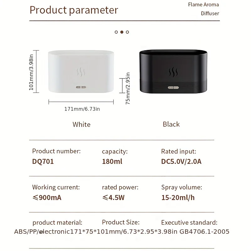 Portable Flame Ultrasonic Aroma Diffuser with Waterless Auto Shut-Off - Perfect for Home, Office, and Bedroom - Noiseless and Sm