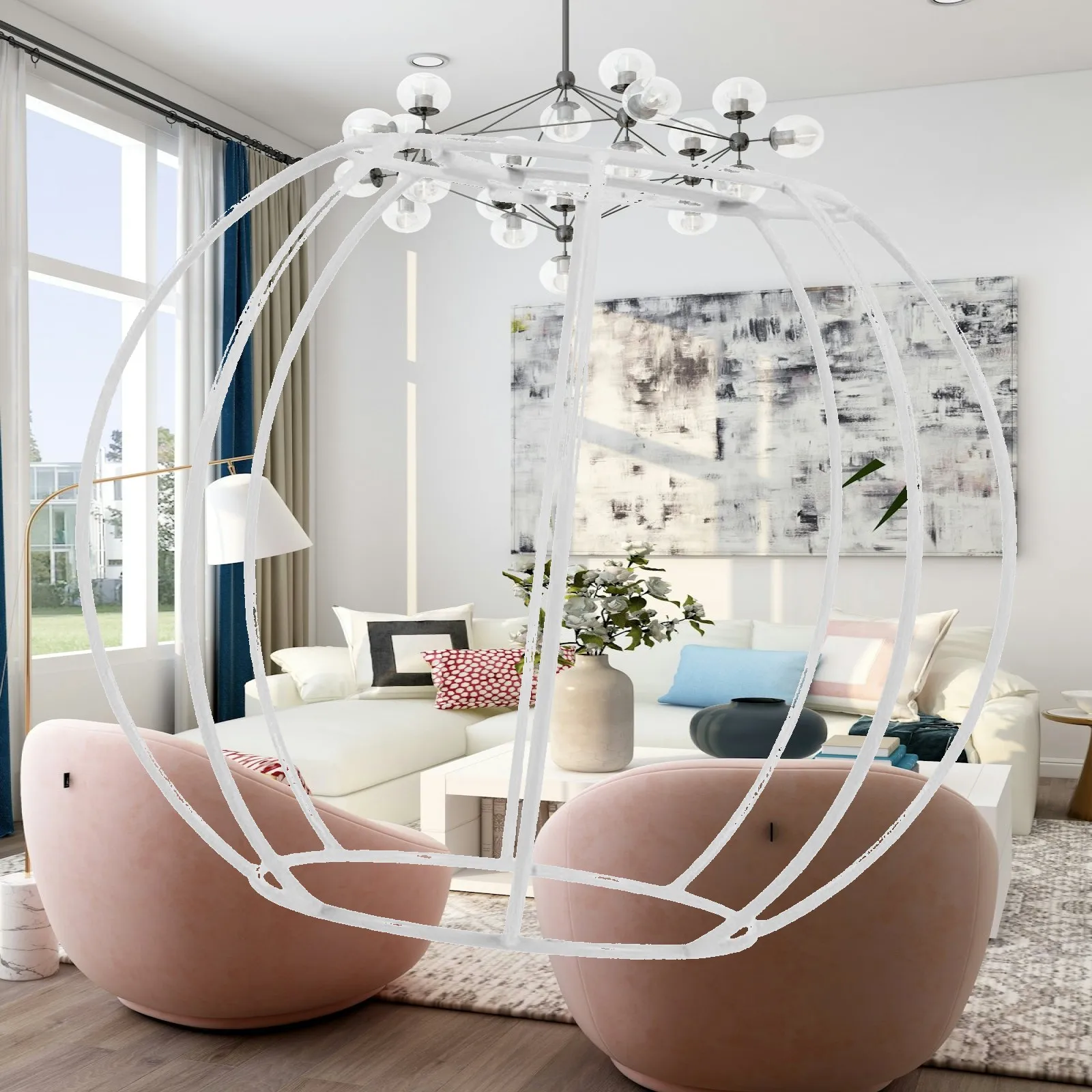 Industrial Light Accessory Iron Lampshade Frame Wire Bulb Guard for Chandelier and Table Lamps