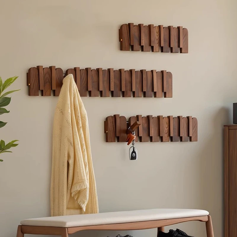 Wooden Coat Rack Nordic Aesthetic Clothes Racks Living Room Clothes Hanger Space Saving Furniture Wall Coat Rack Entrance Hall
