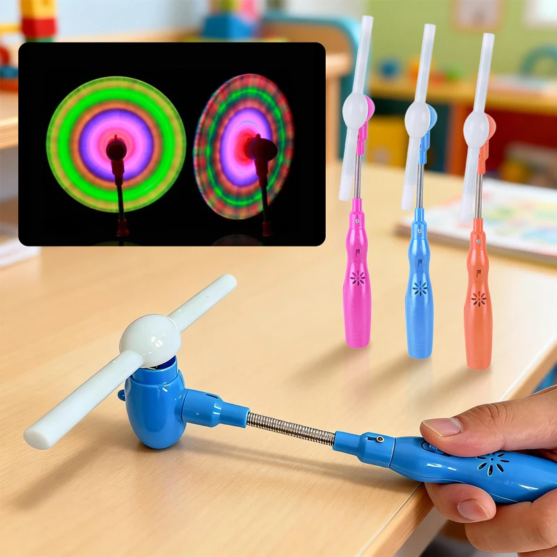 Handheld LED Music Windmill Stick Rainbow Flashing Light Up Rotating Toys Funny Luminous Plaything for Kids Party Holiday Gifts