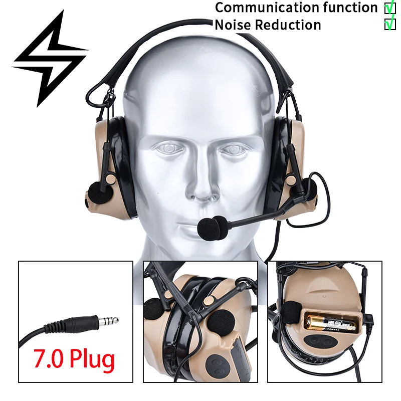 C2 Auriculares Tácticos con Micrófono Reducción de Ruido Tiro Civil
